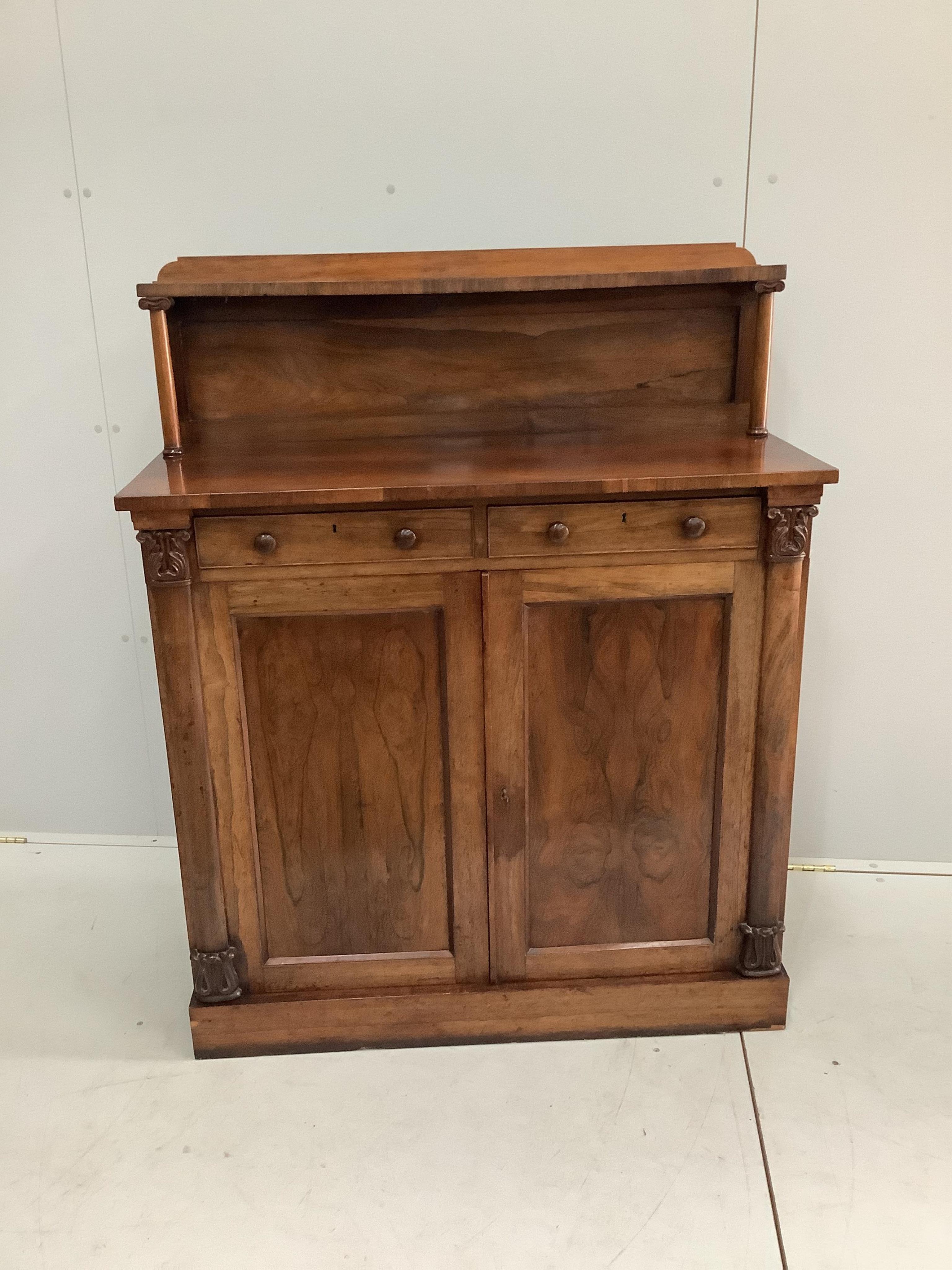 A William IV rosewood chiffonier, width 99cm, depth 42cm, height 122cm. Condition - good
